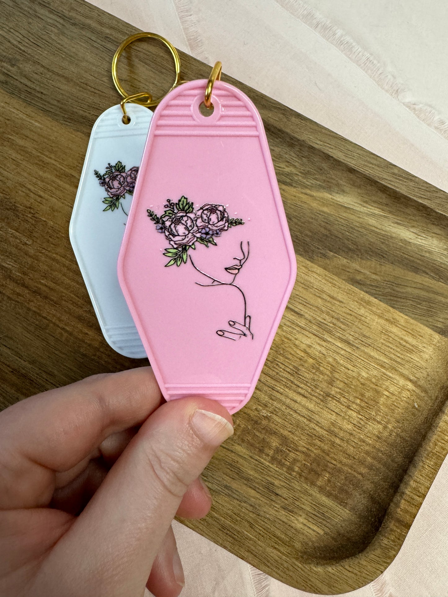 Lady's Face Motel Keychain