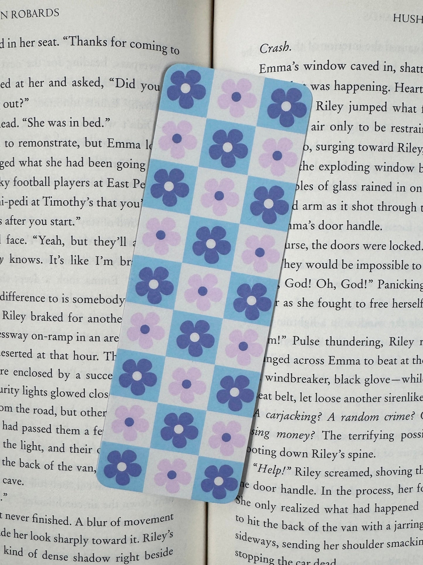 Purple and Pink Flower Checkerboard Bookmark