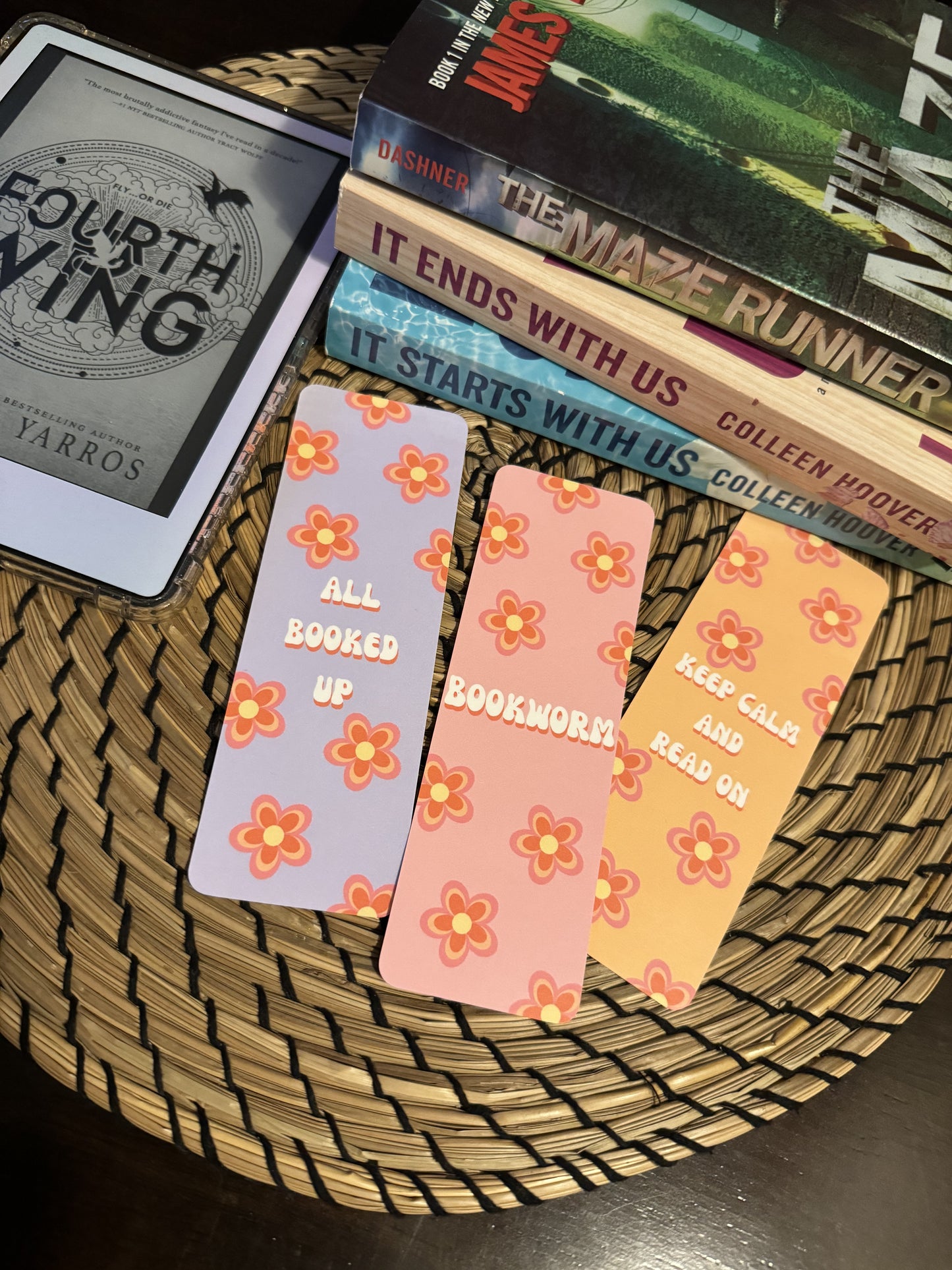 Retro Floral Book Quote Bookmarks