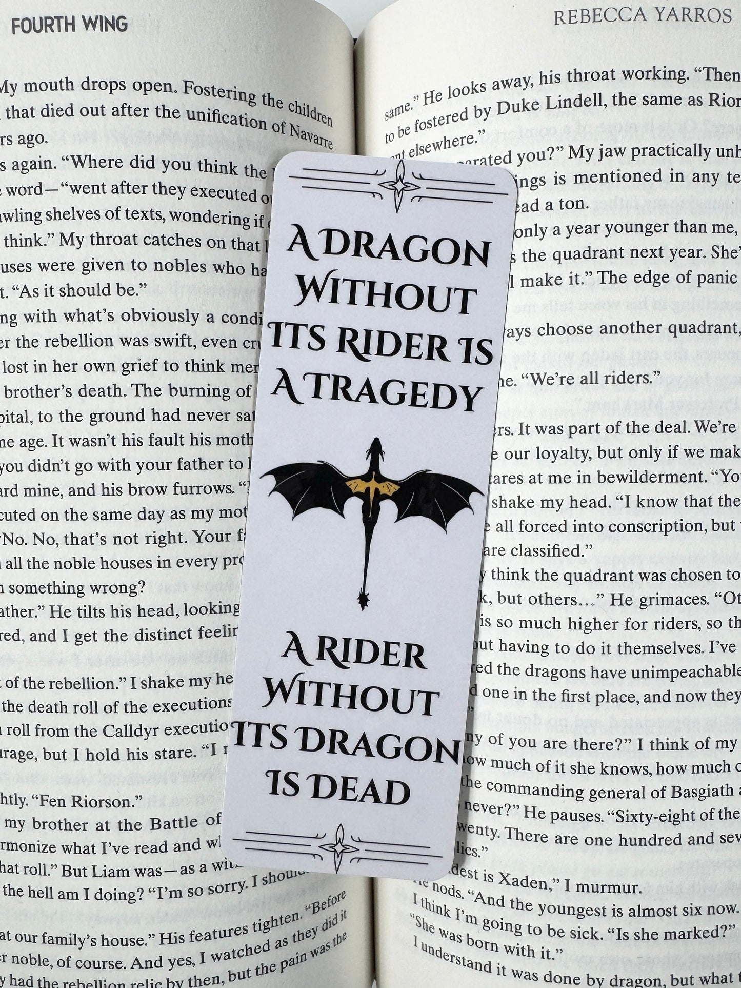 A Dragon Without Its Rider Fourth Wing Inspired Bookmark