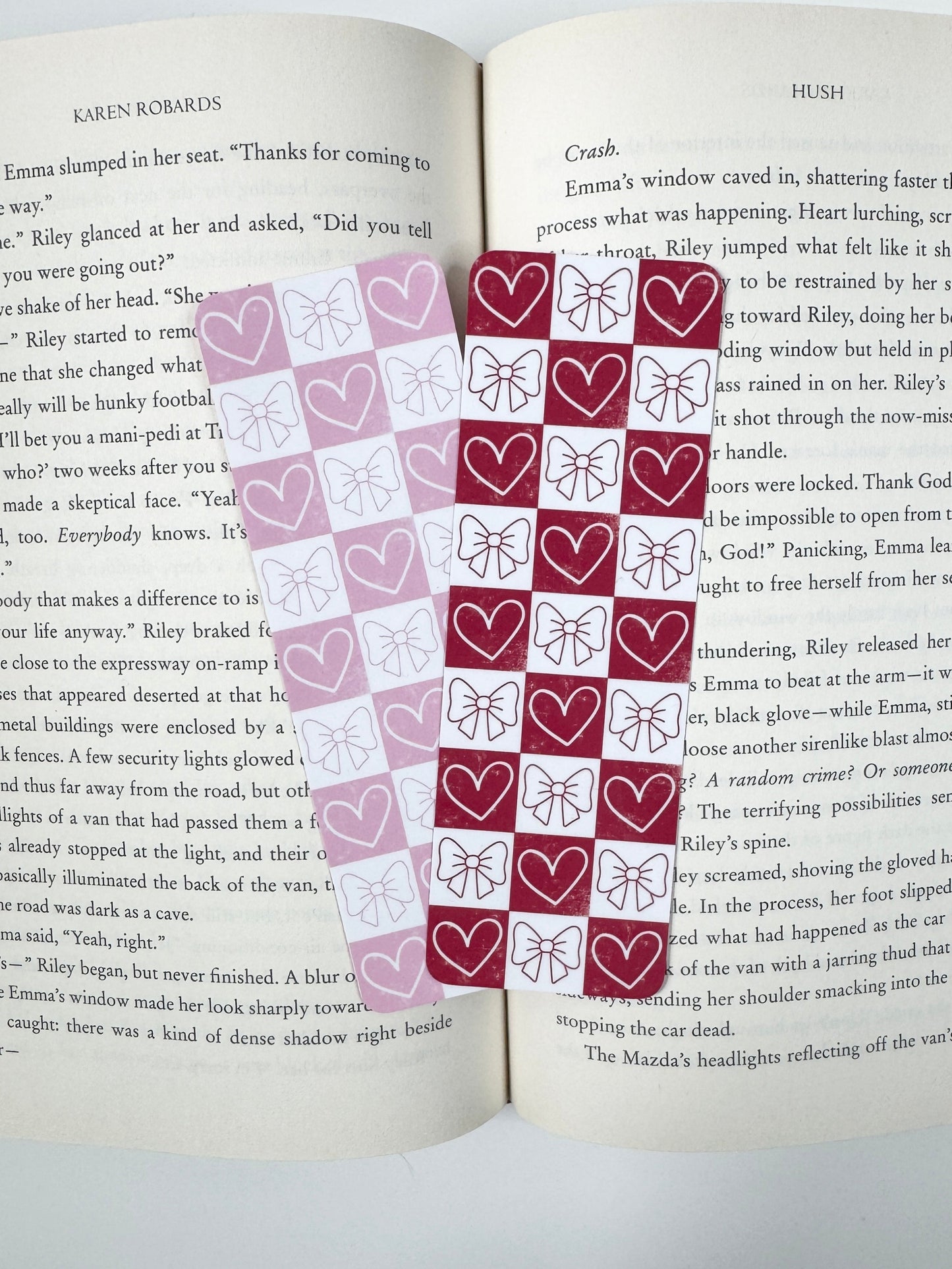 Checkered Hearts and Bows Bookmarks