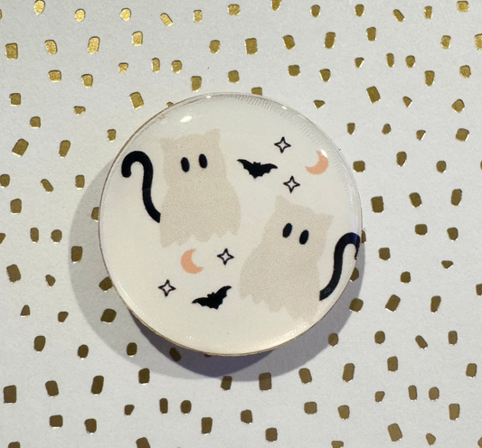 Ghost Cats Mini Magnet with two ghost cats, stars, bats and moons