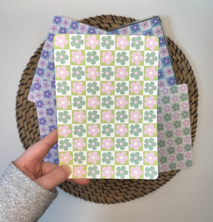 Green and Pink Floral Checkerboard Insert