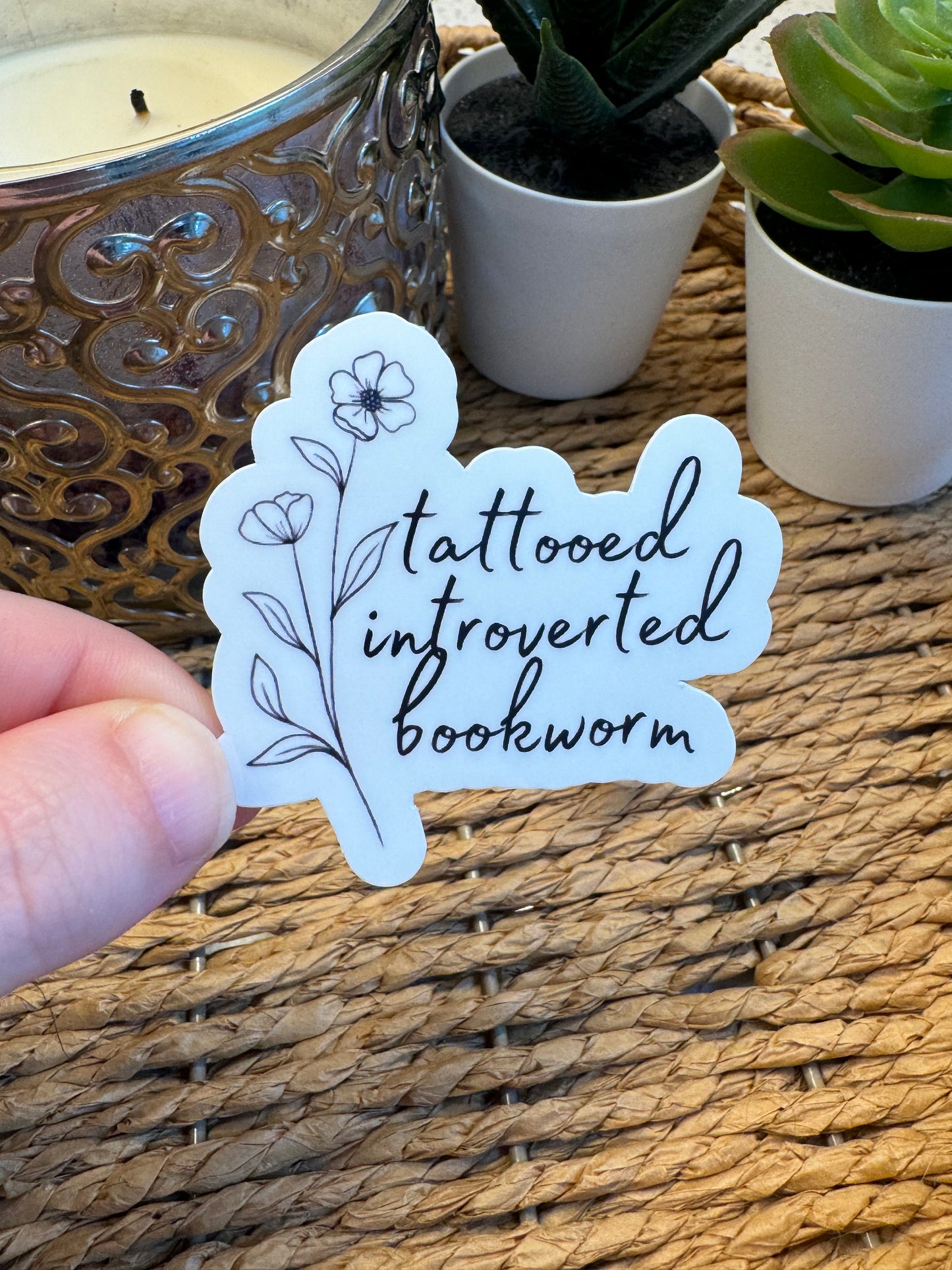 Tattooed Introverted Bookworm Sticker