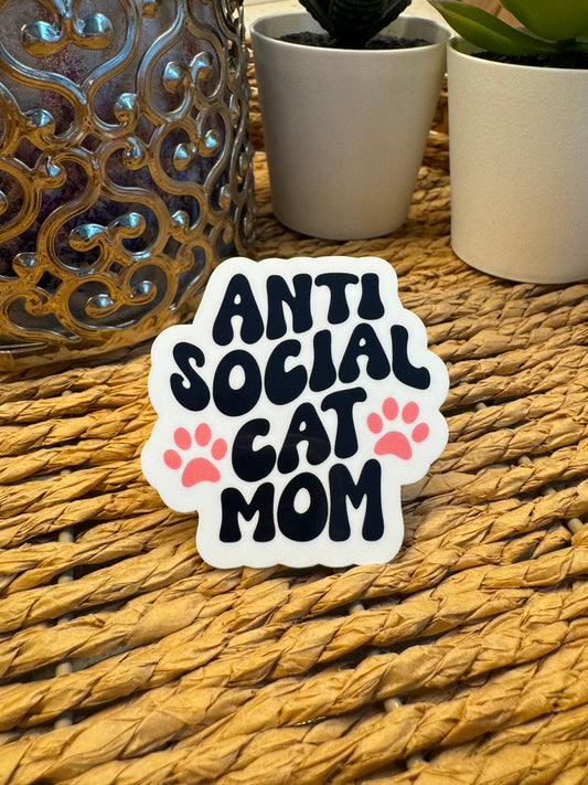 Anti Social Cat Mom Sticker