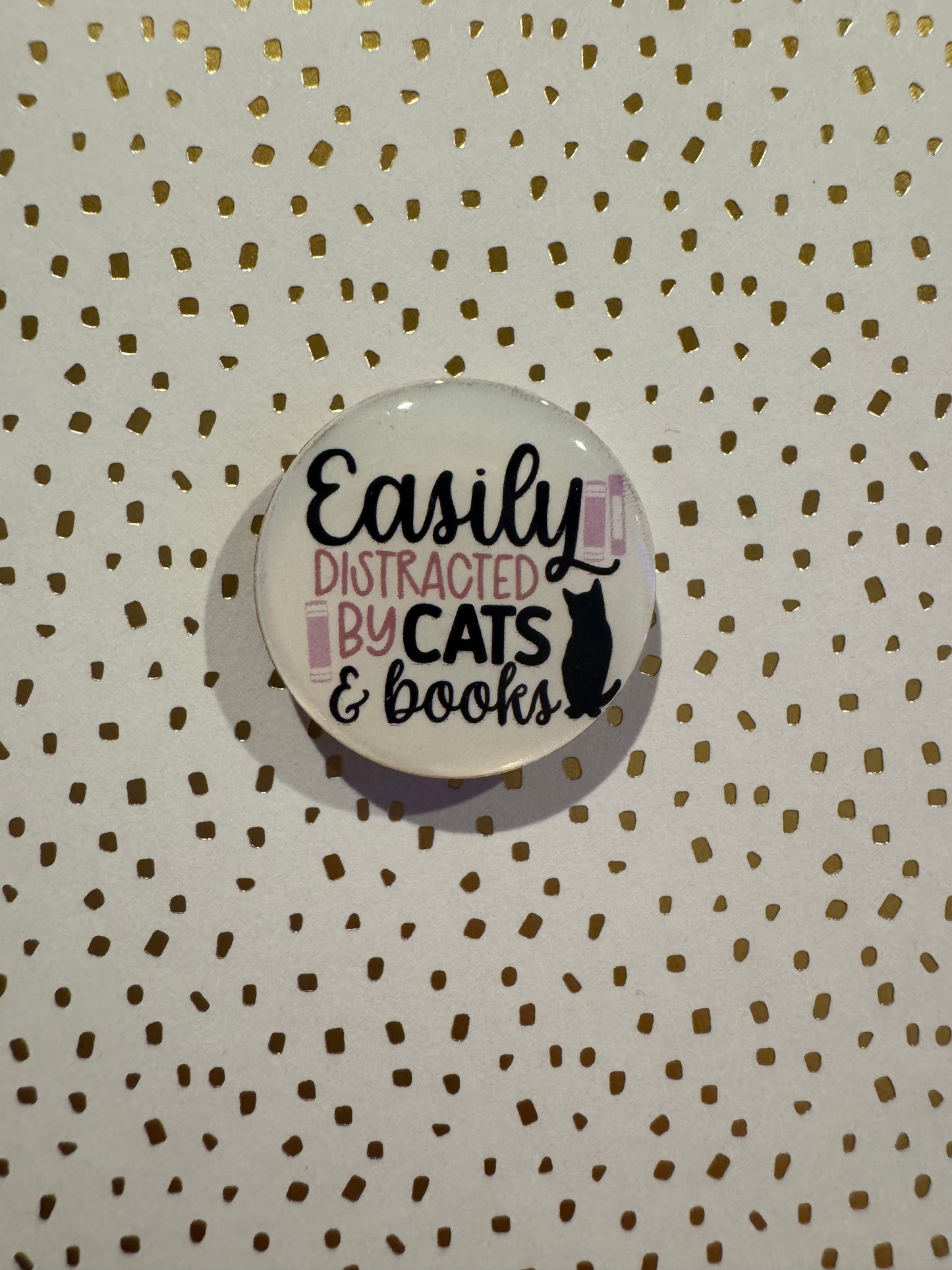 Easily Distracted By Cats & Books Mini Magnet