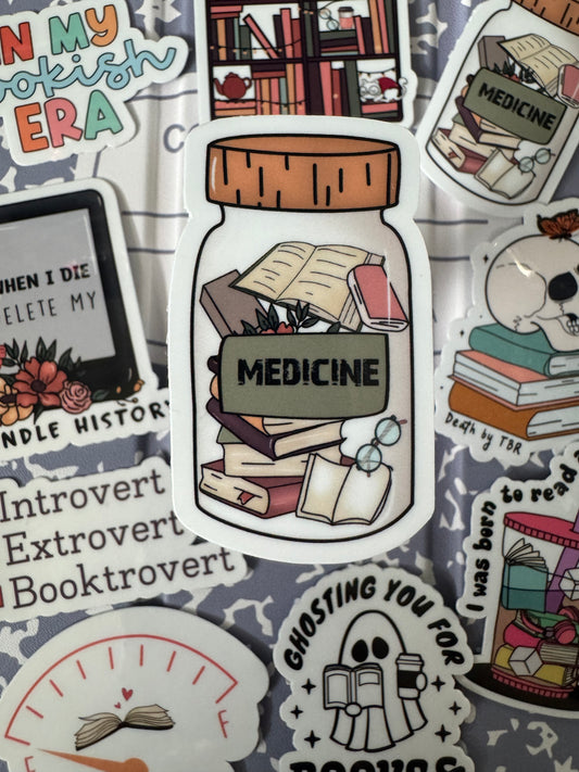 Medicine Book Filled Bottle Sticker