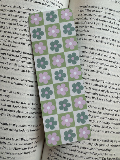 Retro Flower Checkerboard Bookmarks