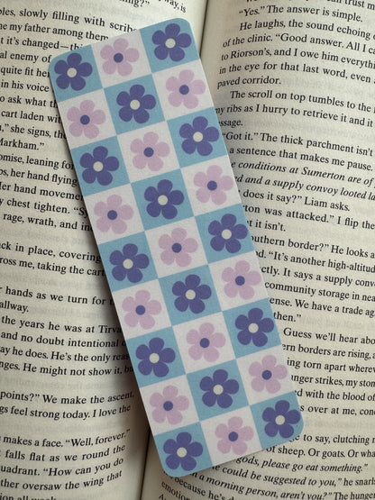 Retro Flower Checkerboard Bookmarks