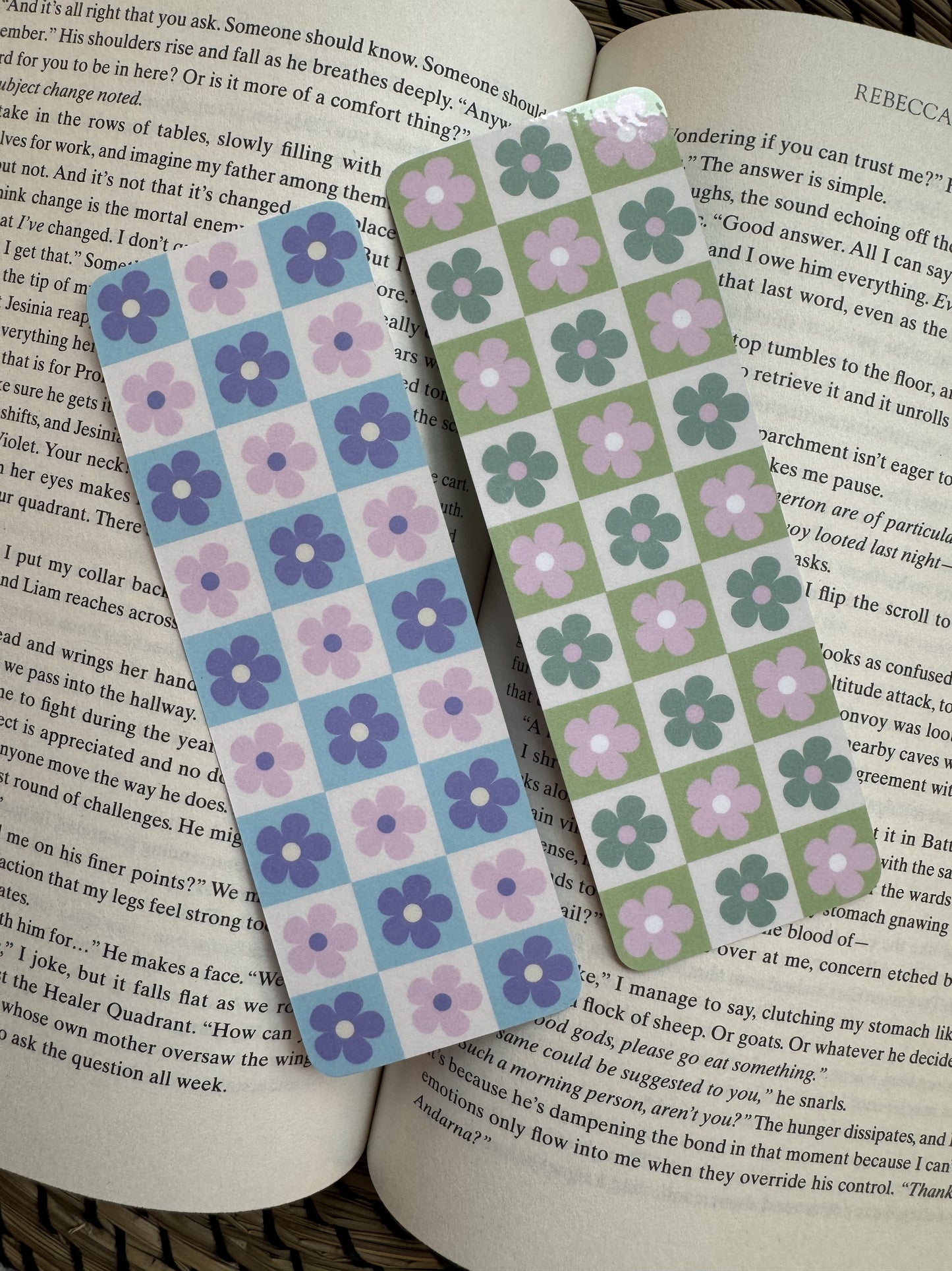 Retro Flower Checkerboard Bookmarks