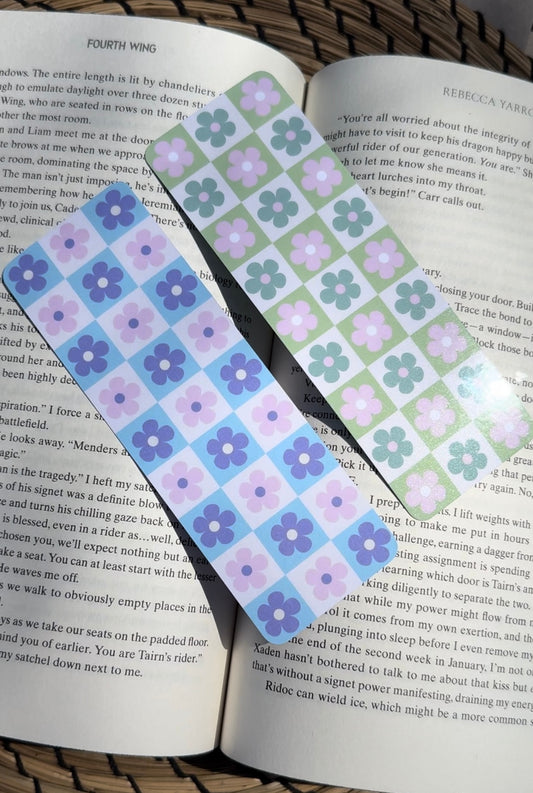 Retro Flower Checkerboard Bookmarks