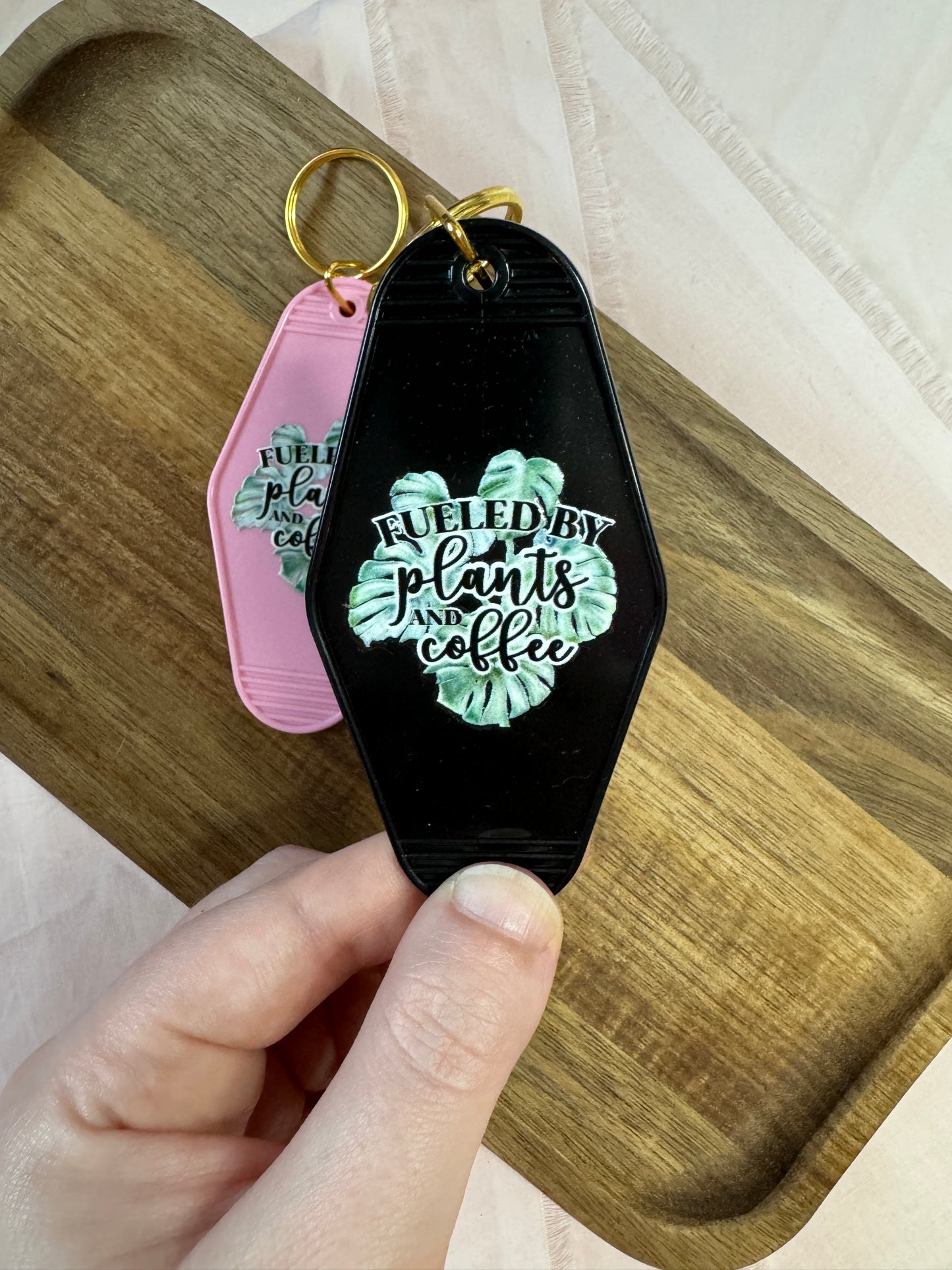 Fueled By Plants And Coffee Motel Keychain