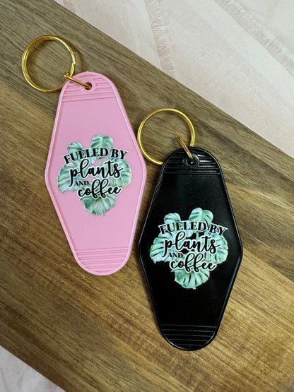 Fueled By Plants And Coffee Motel Keychain