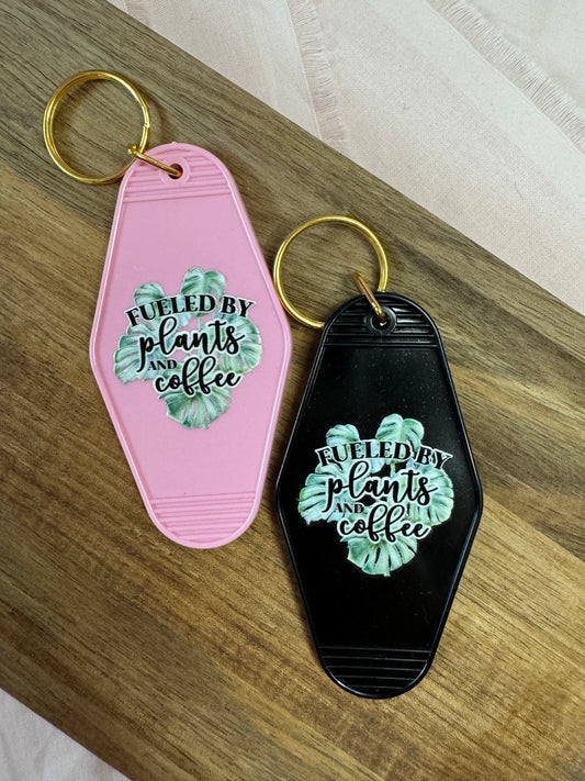 Fueled By Plants And Coffee Motel Keychain