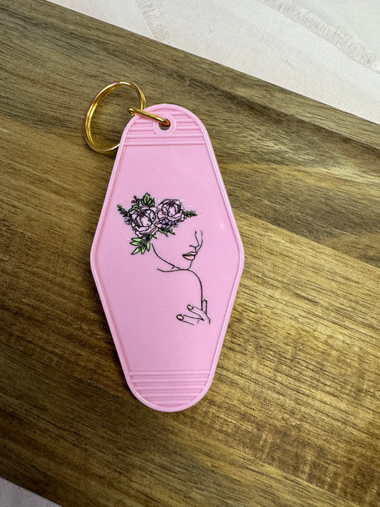 Lady's Face Motel Keychain