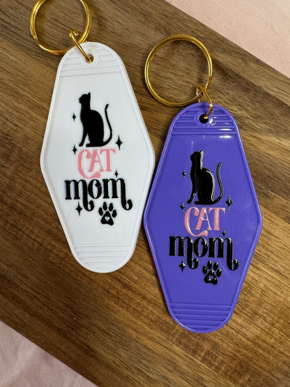 Cat Mom Motel Keychain