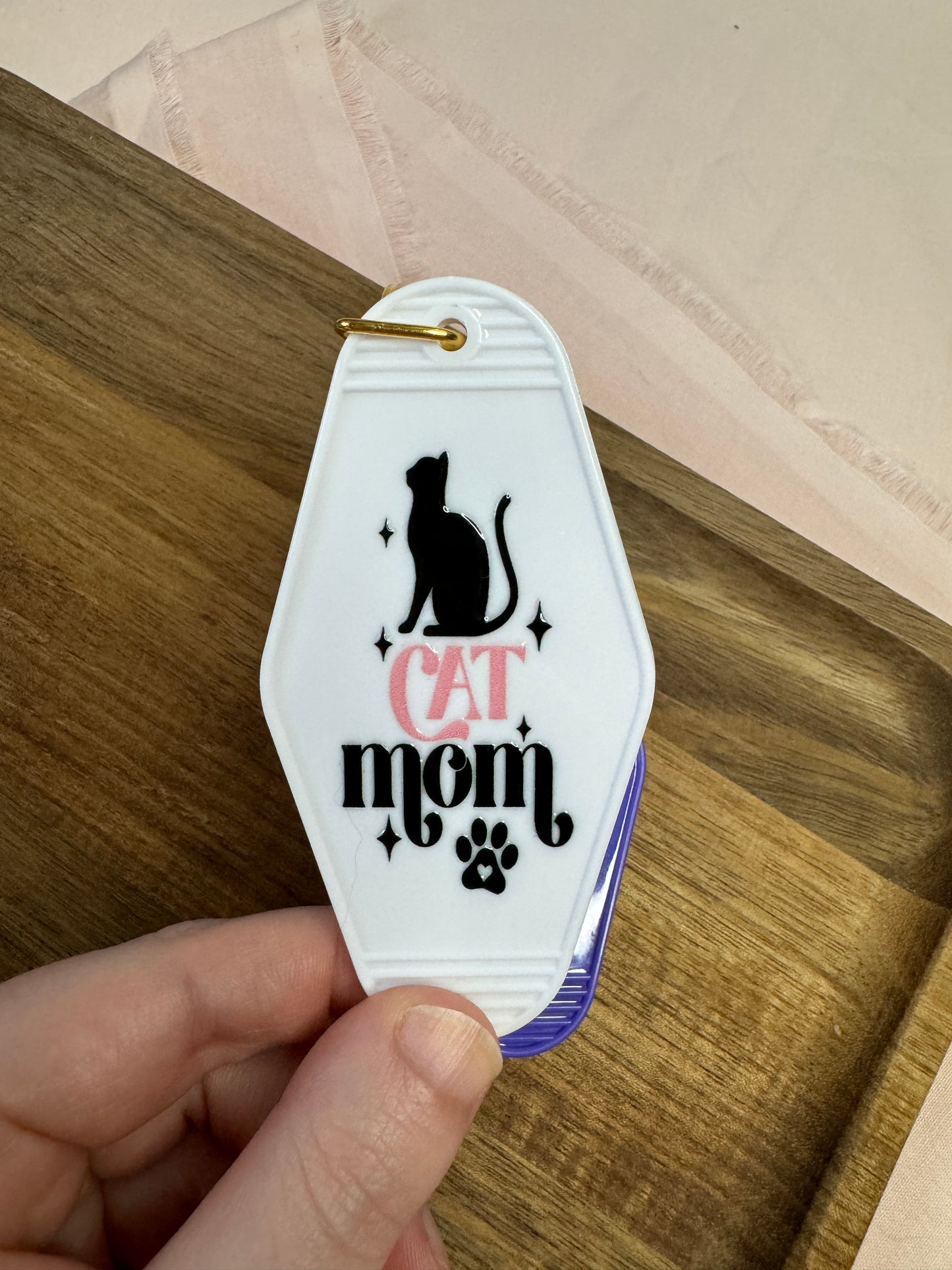 Cat Mom Motel Keychain