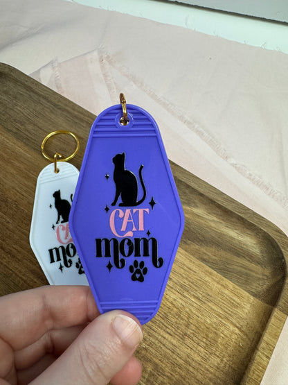 Cat Mom Motel Keychain