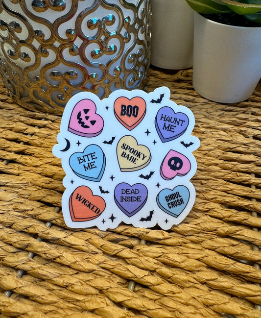 Halloween Candy Hearts Sticker