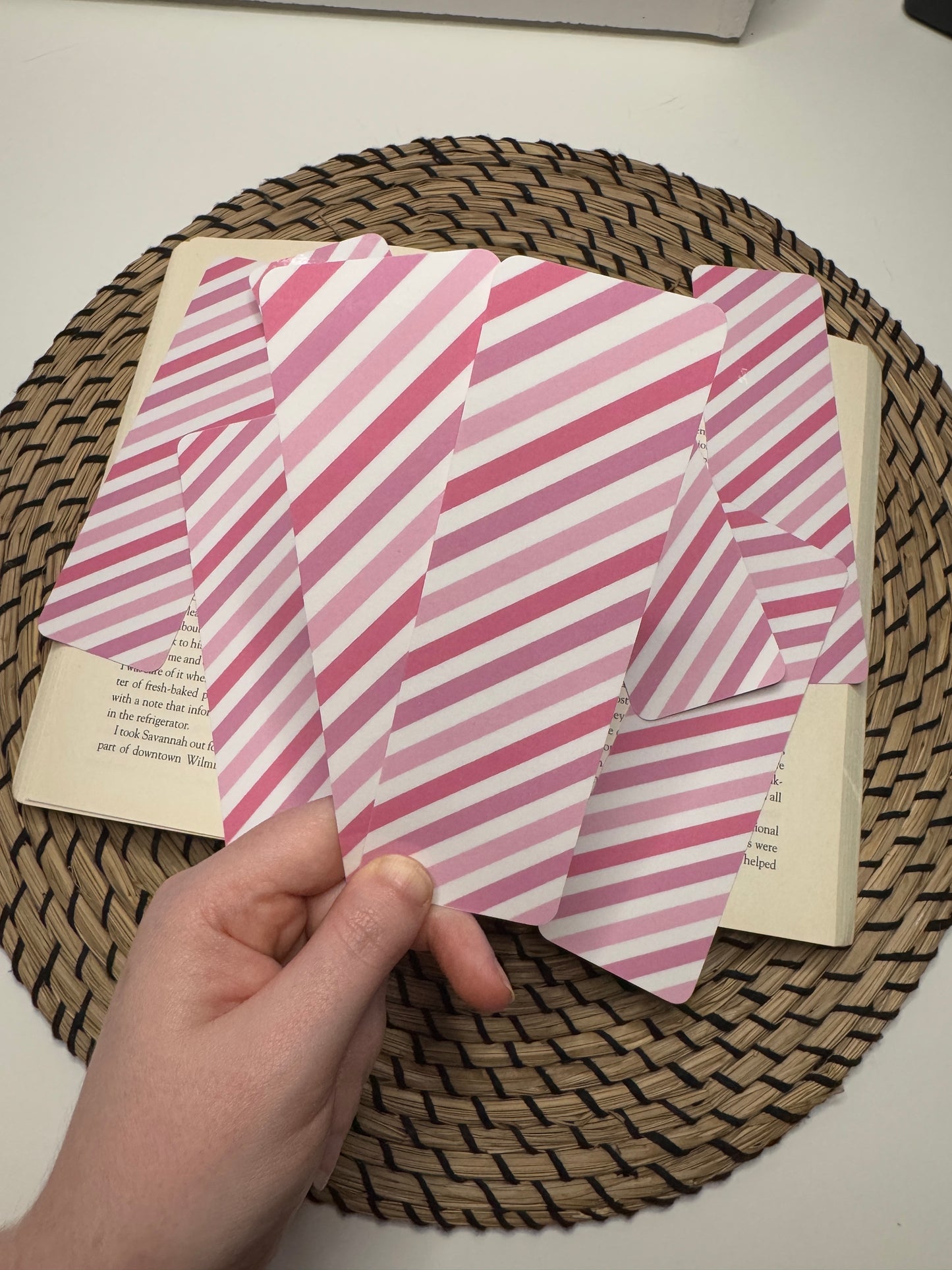 Pink Striped Bookmark