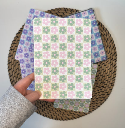 Light Green and Pink Floral Checkerboard Insert