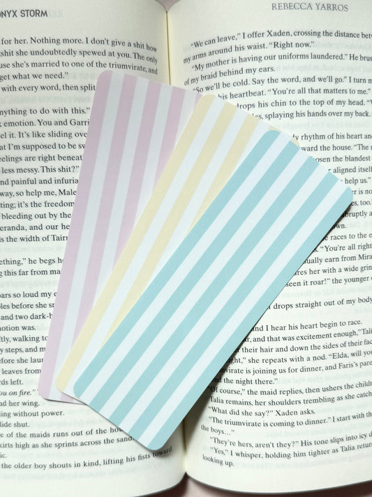 Pastel Striped Bookmarks including light pink, light yellow and light blue/green