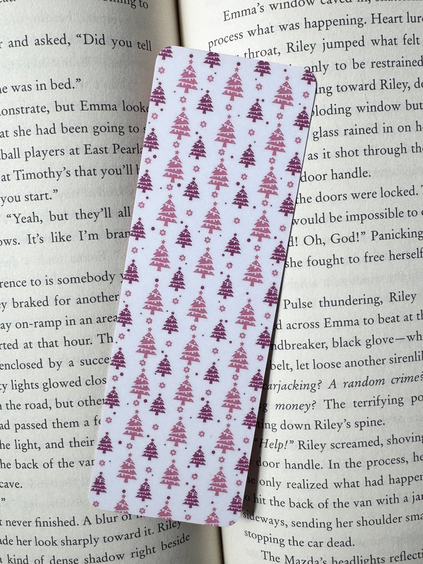 Pink Christmas Trees Christmas Bookmark