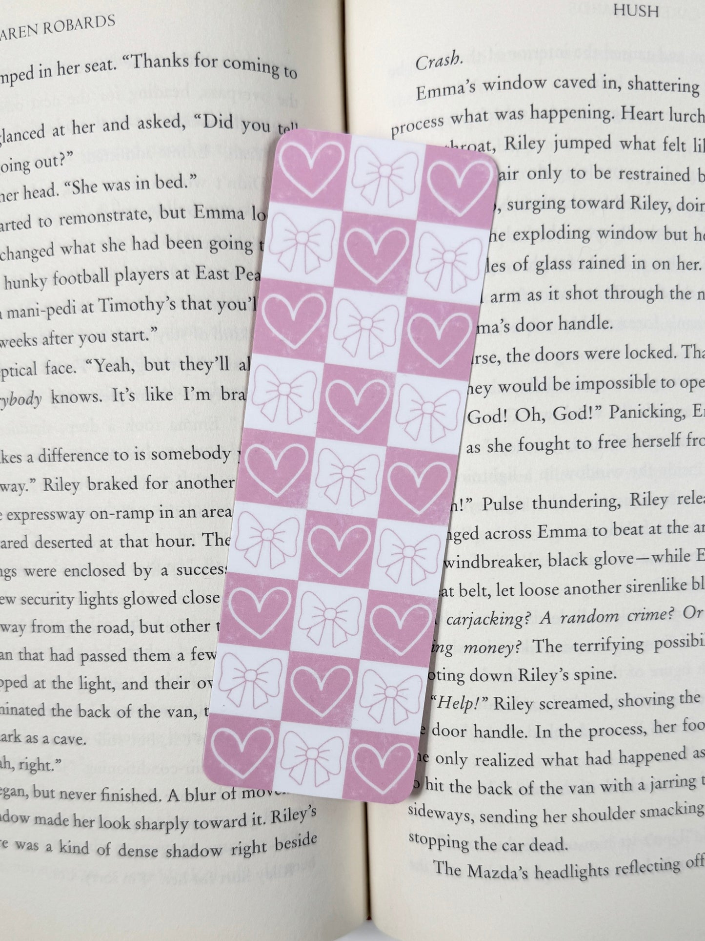 Pink Hearts and Bow Bookmark