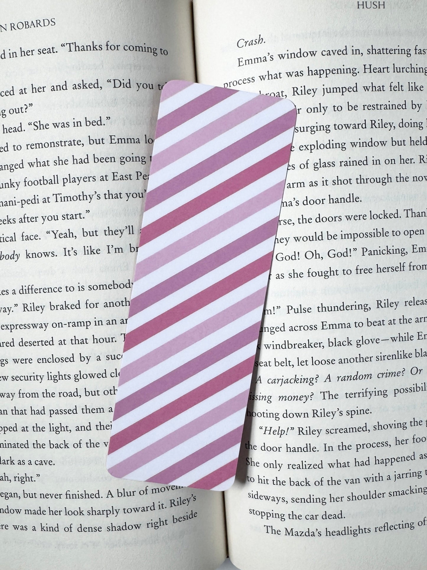 Pink Striped Christmas Bookmark