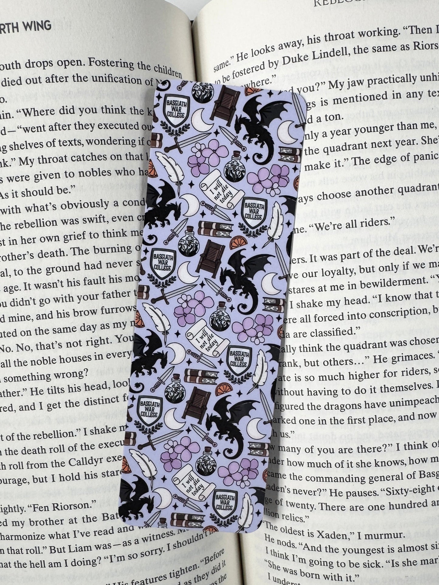 Purple Pattern Fourth Wing Inspired Bookmark