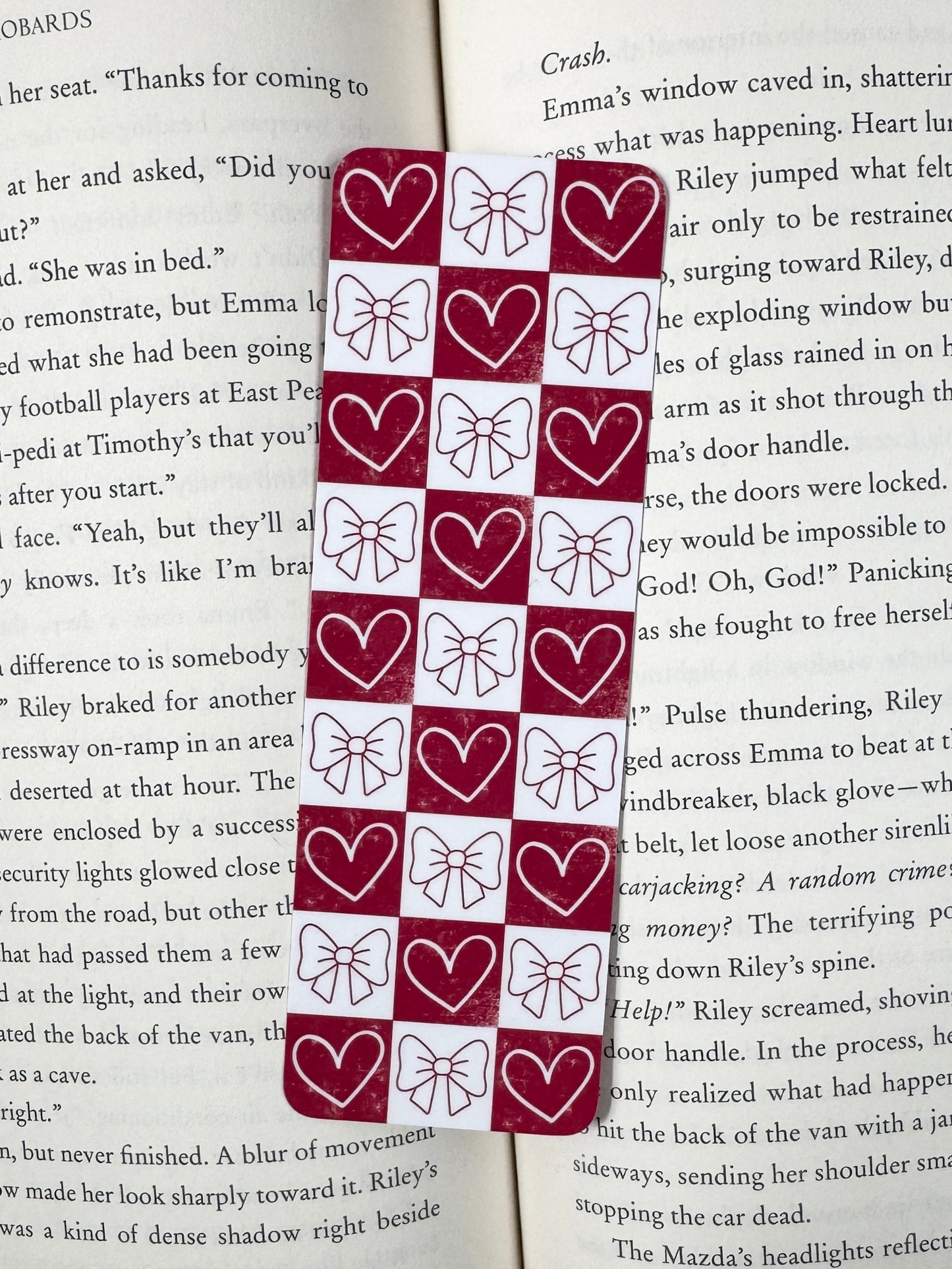Red Hearts and Bow Bookmark