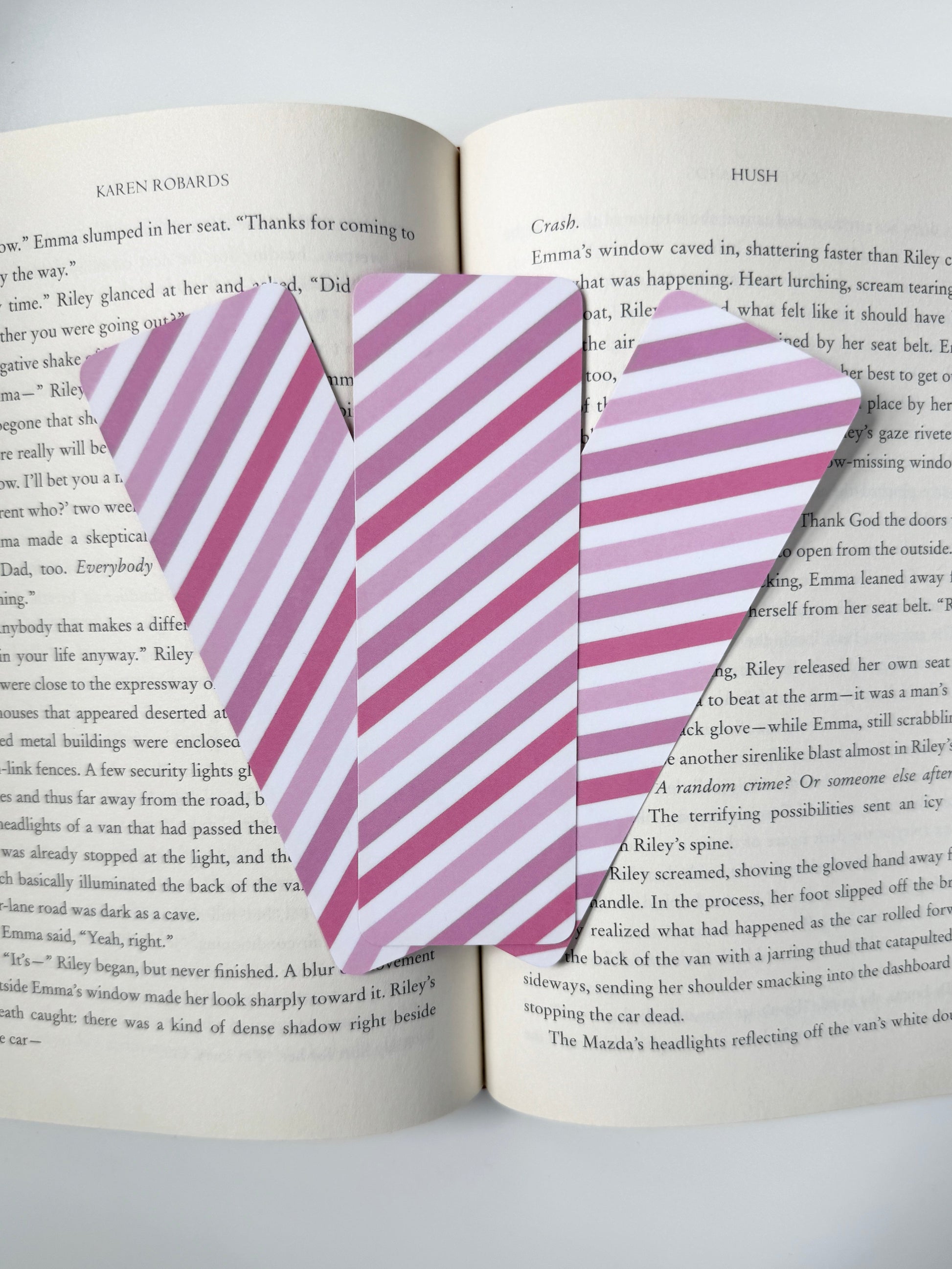 Pink Striped Bookmark