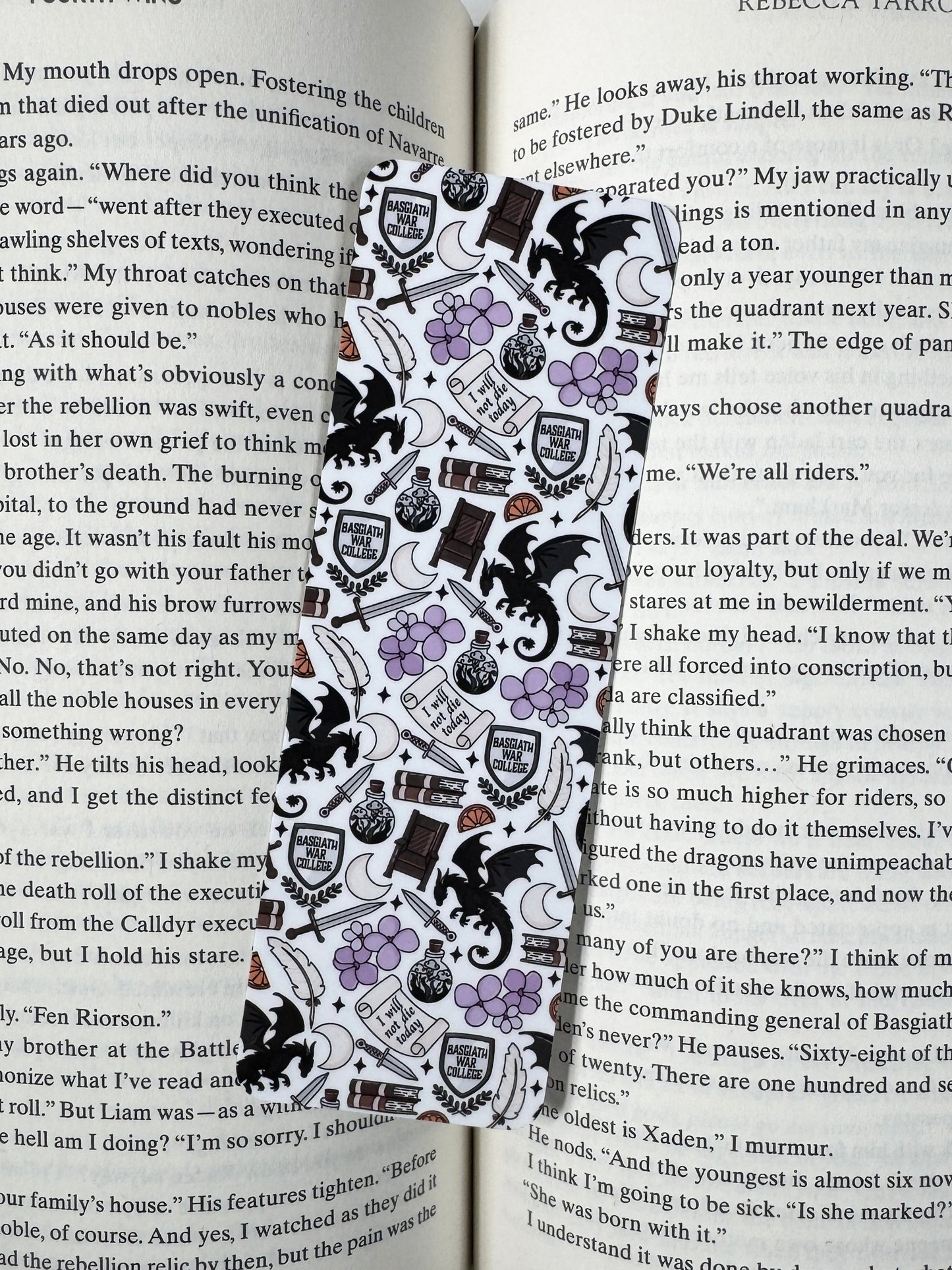 White Pattern Fourth Wing Inspired Bookmark